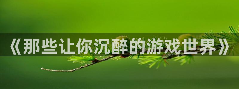 米乐n6平台：《那些让你沉醉的游戏世界》